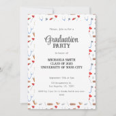 シンプルな看護師 医療パターン 卒業写真 招待状 (正面)