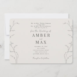 シンプルな瞬間 両親 クリーム ラウンド 招待状