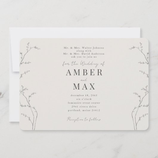 シンプルな瞬間 両親 クリーム ラウンド 招待状 (正面)