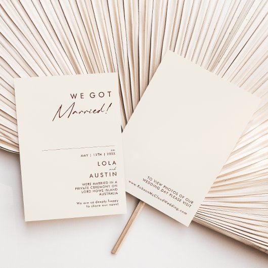 シンプルな砂漠のナチュラルホワイトの結婚発表 招待状