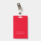 シンプルな社員写真付きIDカード 名前 ロゴ 赤 バッジ (裏面 （クリップ付）)