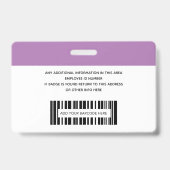 シンプルな社員 ロゴ写真 バーコード ID バッジ (裏面)