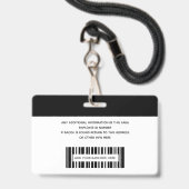 シンプルな社員 ロゴ 写真 バーコード ID バッジ (裏面（ネックストラップ付）)