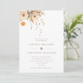 シンプルな秋のワイルドフラワー オレンジ色の結婚式 招待状 (スタンド正面)