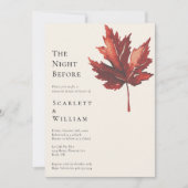 シンプルな秋の落ち葉クリームウェディング・ザ・ナイト・ビフォア 招待状 (正面)