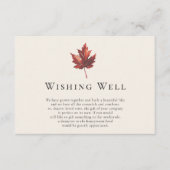シンプルな秋の落ち葉クリーム色の結婚式の願い事カード エンクロージャーカード (正面)