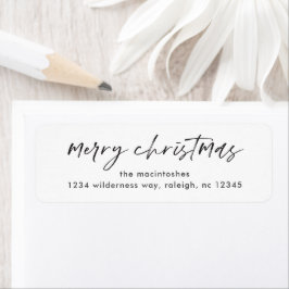 シンプルな筆記体で書かれたメリークリスマス ブラック＆ホワイト ラベル