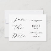 シンプルな筆記体のエレガントな結婚式の延期カード セーブザデート (正面)