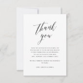 シンプルな筆記体カリグラフィー結婚式の写真への感謝 サンキューカード (正面)