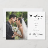シンプルな筆記体 結婚式の写真 サンキューカード (正面)