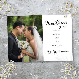 シンプルな筆記体 結婚式の写真 サンキューカード