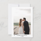 シンプルな筆記体 結婚式 メッセージ 写真 サンクスカード サンキューカード (裏面)