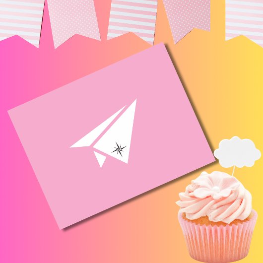シンプルな紙飛行機とコンパス、かわいい誕生日 ポストカード