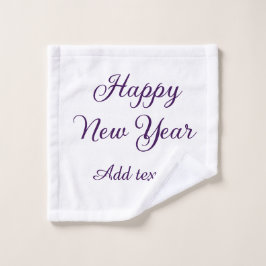 シンプルな紫色の新年あけましておめでとうございます筆文字 ウォッシュタオル