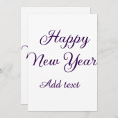 シンプルな紫色の筆で書かれたお正月 シーズンカード (正面/裏面)