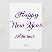 シンプルな紫色の筆で書かれたお正月 招待状 (裏面)