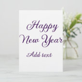 シンプルな紫色の筆で書かれたお正月 招待状 (スタンド正面)