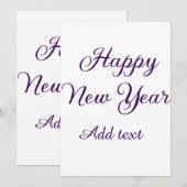 シンプルな紫色の筆で書かれた新年の挨拶 シーズンカード (正面/裏面)