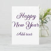 シンプルな紫色の筆で書かれた新年の挨拶 シーズンカード (スタンド正面)