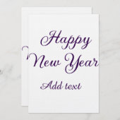 シンプルな紫色の筆で書かれた新年の挨拶 招待状 (正面/裏面)