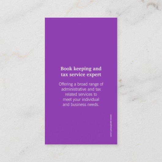シンプルな紫色及び白い円財政の名刺 名刺 (裏面)