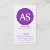 シンプルな紫色及び白い円財政の名刺 名刺 (正面)