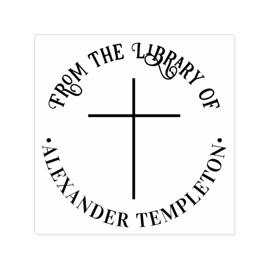 シンプルな細いクロス 「この本は〇〇の蔵書から」 本の名前 セルフインキングスタンプ (デザイン)