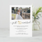 シンプルな結婚しましたのお知らせ カップル写真付き 招待状 (スタンド正面)