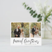 シンプルな結婚クリスマスウェディング発表 ポストカード (スタンド正面)
