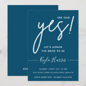 シンプルな結婚前お茶会の招待状「イエスと言った」 招待状 (正面/裏面)