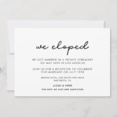 シンプルな結婚式のお知らせ　ふたりだけで駆け落ち結婚 招待状 (正面)