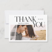 シンプルな結婚式のお礼カード 2枚の写真付き サンキューカード (正面)