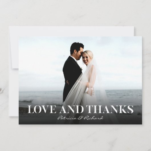 シンプルな結婚式のお礼フォト カード (正面)
