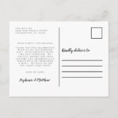 シンプルな結婚式のお礼メッセージ ブラック&ホワイト ポストカード (裏面)