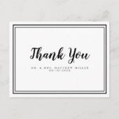 シンプルな結婚式のお礼メッセージ ブラック&ホワイト ポストカード (正面)
