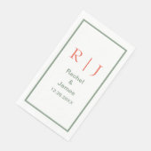 シンプルな結婚式のためのセージグリーンのオレンジ色のモノグラム名前 (コーナー)