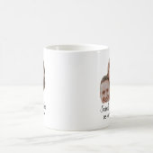 シンプルな結婚式のカップルの顔の写真と名前の日付 コーヒーマグカップ (中央)