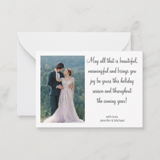 シンプルな結婚式のクリスマス 2枚の写真 ノートカード (裏面)