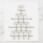 シンプルな結婚式のシャンパングラス ワインラベル (シングルラベル)