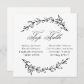 シンプルな結婚式のセンターテーブル装飾。植物の席次表 招待状 (正面/裏面)