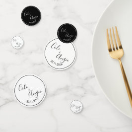 シンプルな結婚式のテーブル用コンフェッティ（ライン境界付き） コンフェッティ