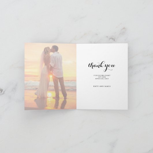 シンプルな結婚式の写真のサンキューカード サンキューカード (内部)