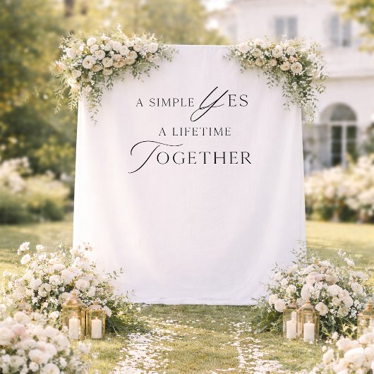 シンプルな結婚式の写真用背景「A Simple Yes」 タペストリー