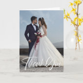 シンプルな結婚式の写真 あなたのメッセージを追加 サンクス カード (黄色い花)