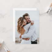 シンプルな結婚式の写真 ギーティングと感謝のメッセージを追加 カード (正面/裏面インサイチュ)