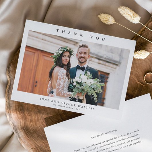 シンプルな結婚式の写真 サンキューカード