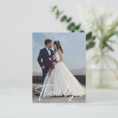 シンプルな結婚式の写真 感謝のメッセージを追加 ありがとう ポストカード (スタンド正面)