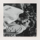 シンプルな結婚式の写真 新婚カップル ジグソーパズル (横)