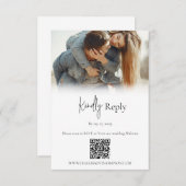 シンプルな結婚式の写真QRコード 出欠カード (正面/裏面)