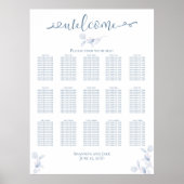 シンプルな結婚式の受付席次表 ライトブルー ポスター (正面)